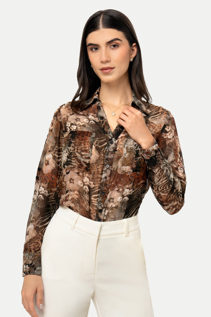 Camisa Manga Larga Fatma CAMISAS MOIXX Marrón S 