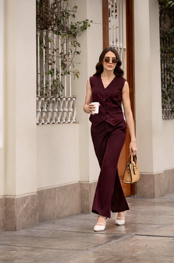 Pantalon Wide Leg Francie PANTALONES MOIXX Rojo Oscuro S 