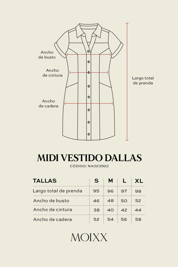 Midi Vestido Manga Corta Dallas VESTIDOS MOIXX 