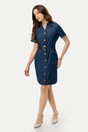Midi Vestido Manga Corta Dallas VESTIDOS MOIXX Azul oscuro S 
