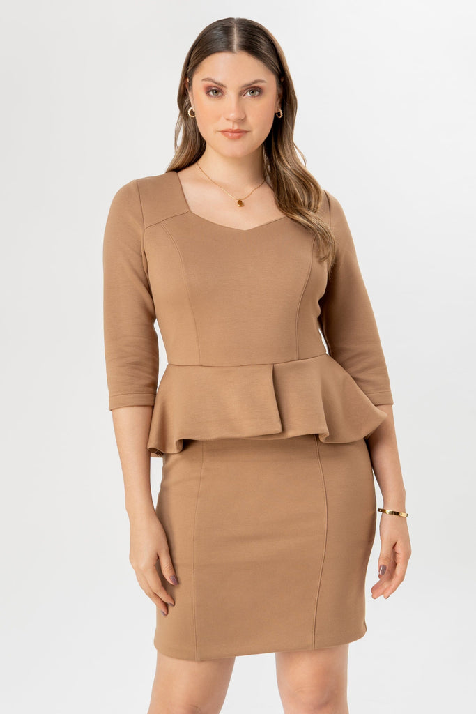 Midi Vestido 3/4 Stefany VESTIDOS MOIXX Marron Claro S 