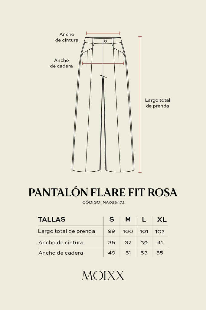 Pantalon Flare Fit Rosa PANTALONES MOIXX 