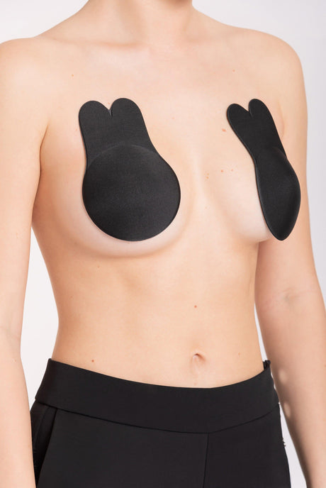 Adhesivos negros para pecho con diseño animal, sujetador sin tirantes para mujer, moda